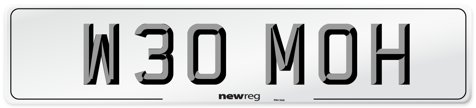 W30 MOH Number Plate from New Reg